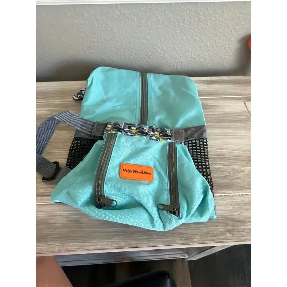 Hello Mow & Wow Pet Grooming Carrier / Restraint Bag in teal and gray Size Small
